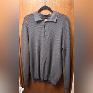 NWT Men’s Common People Massie Long-Sleeve Sweater Polo Charcoal Size Medium